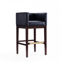 Manhattan Comfort BS012-BK Kingsley 38 in. Black and Dark Walnut Beech Wood Barstool